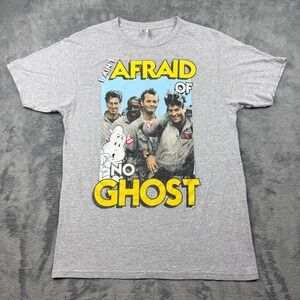 Optima Ghostbusters Graphic Tee Mens Medium Gray I Aint Afraid Of No Ghost Shirt
